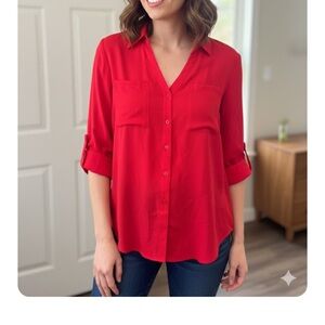 Iz Byer Vibrant Red Button-Down Shirt